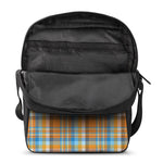 Orange And Blue Madras Pattern Print Rectangular Crossbody Bag