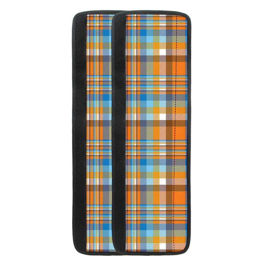 Orange And Blue Madras Pattern Print Refrigerator Handle Covers