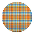Orange And Blue Madras Pattern Print Round Blanket