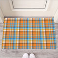 Orange And Blue Madras Pattern Print Rubber Doormat