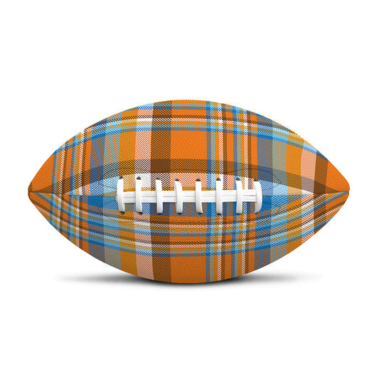 Orange And Blue Madras Pattern Print Rugby Ball