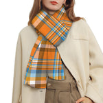 Orange And Blue Madras Pattern Print Scarf