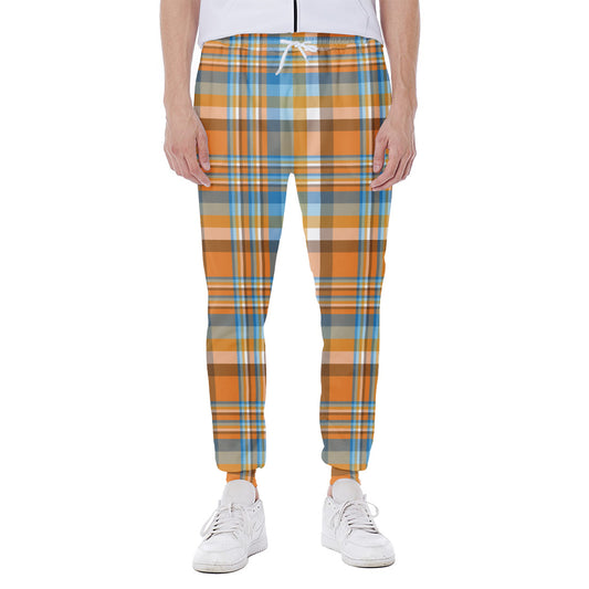 Orange And Blue Madras Pattern Print Scuba Joggers