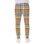 Orange And Blue Madras Pattern Print Scuba Joggers