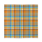 Orange And Blue Madras Pattern Print Silk Bandana