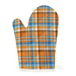 Orange And Blue Madras Pattern Print Single Oven Mitt