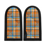Orange And Blue Madras Pattern Print Skillet Handle Cover