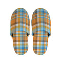 Orange And Blue Madras Pattern Print Slippers