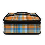 Orange And Blue Madras Pattern Print Small Lunch Bag