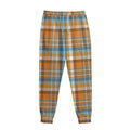 Orange And Blue Madras Pattern Print Sweatpants