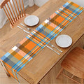 Orange And Blue Madras Pattern Print Table Runner