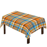 Orange And Blue Madras Pattern Print Tablecloth