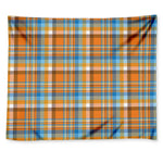 Orange And Blue Madras Pattern Print Tapestry