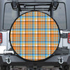 Orange And Blue Madras Pattern Print Tire Cover