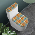 Orange And Blue Madras Pattern Print Toilet Lid And Tank Cover Set