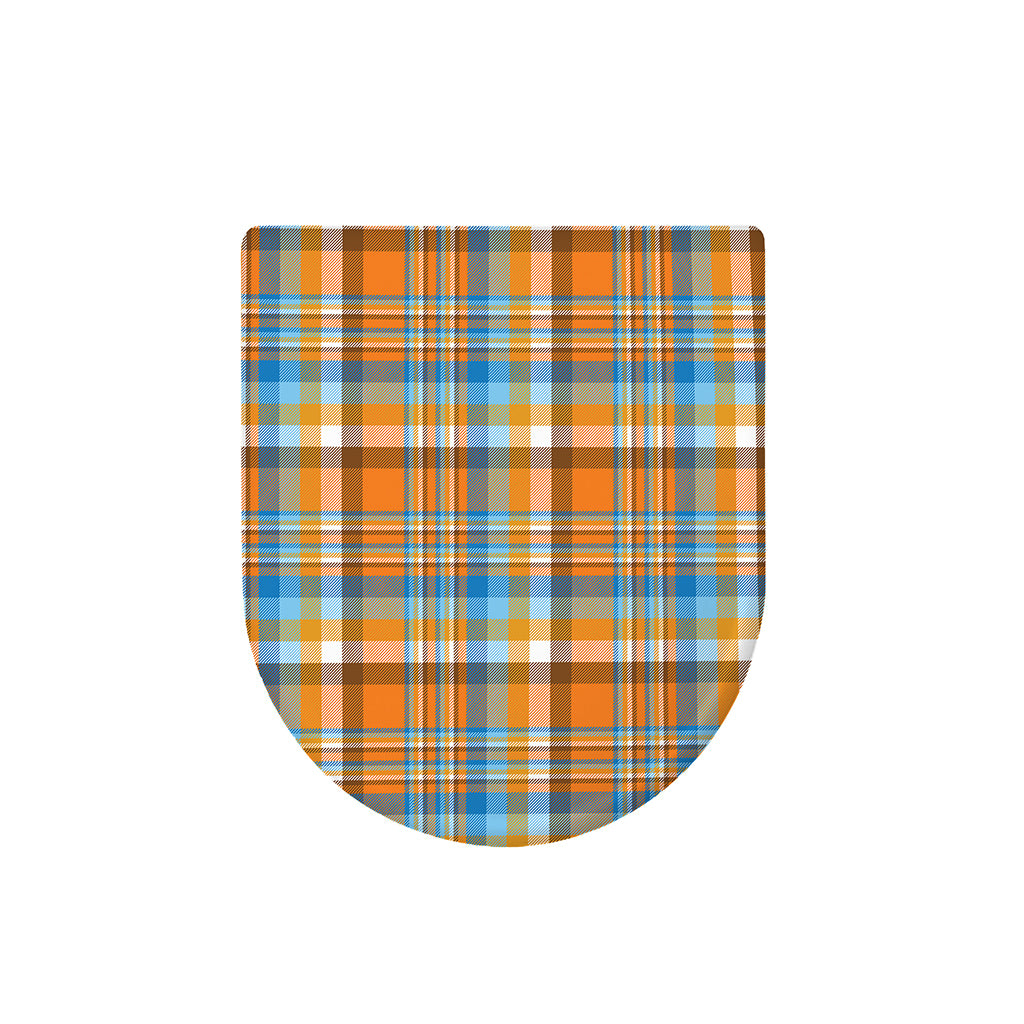 Orange And Blue Madras Pattern Print Toilet Lid Cover