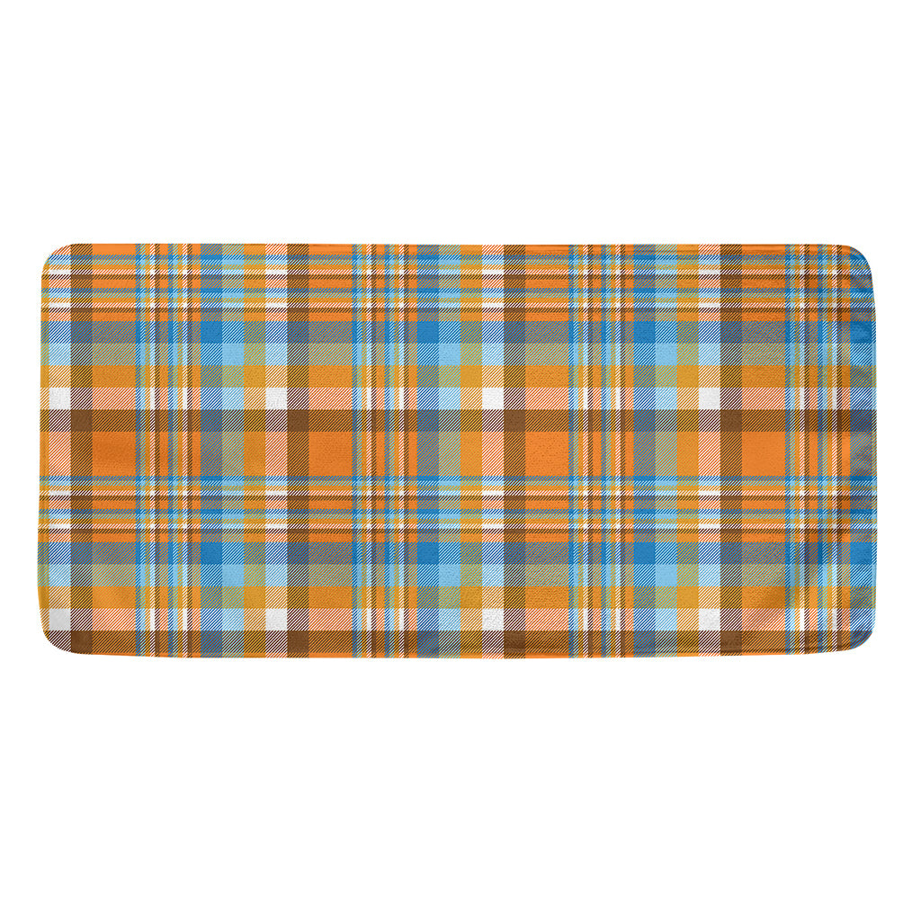 Orange And Blue Madras Pattern Print Towel