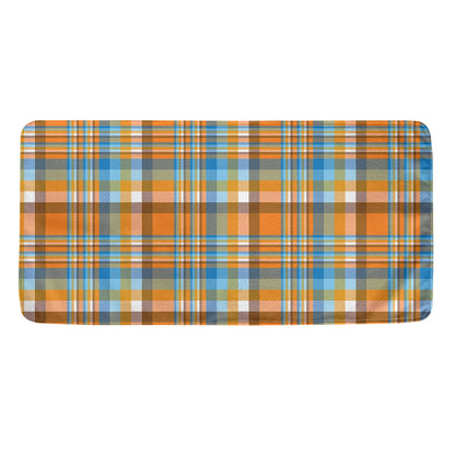 Orange And Blue Madras Pattern Print Towel
