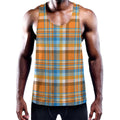 Orange And Blue Madras Pattern Print Men's Workout Tank Top