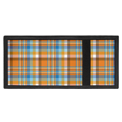 Orange And Blue Madras Pattern Print Trifold Wallet