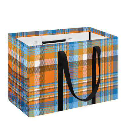 Orange And Blue Madras Pattern Print Utility Tote Bag