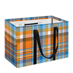 Orange And Blue Madras Pattern Print Utility Tote Bag
