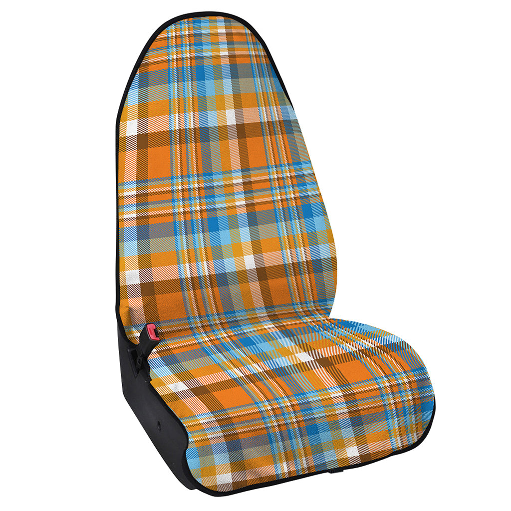 Orange And Blue Madras Pattern Print Waterproof Car Seat Cover