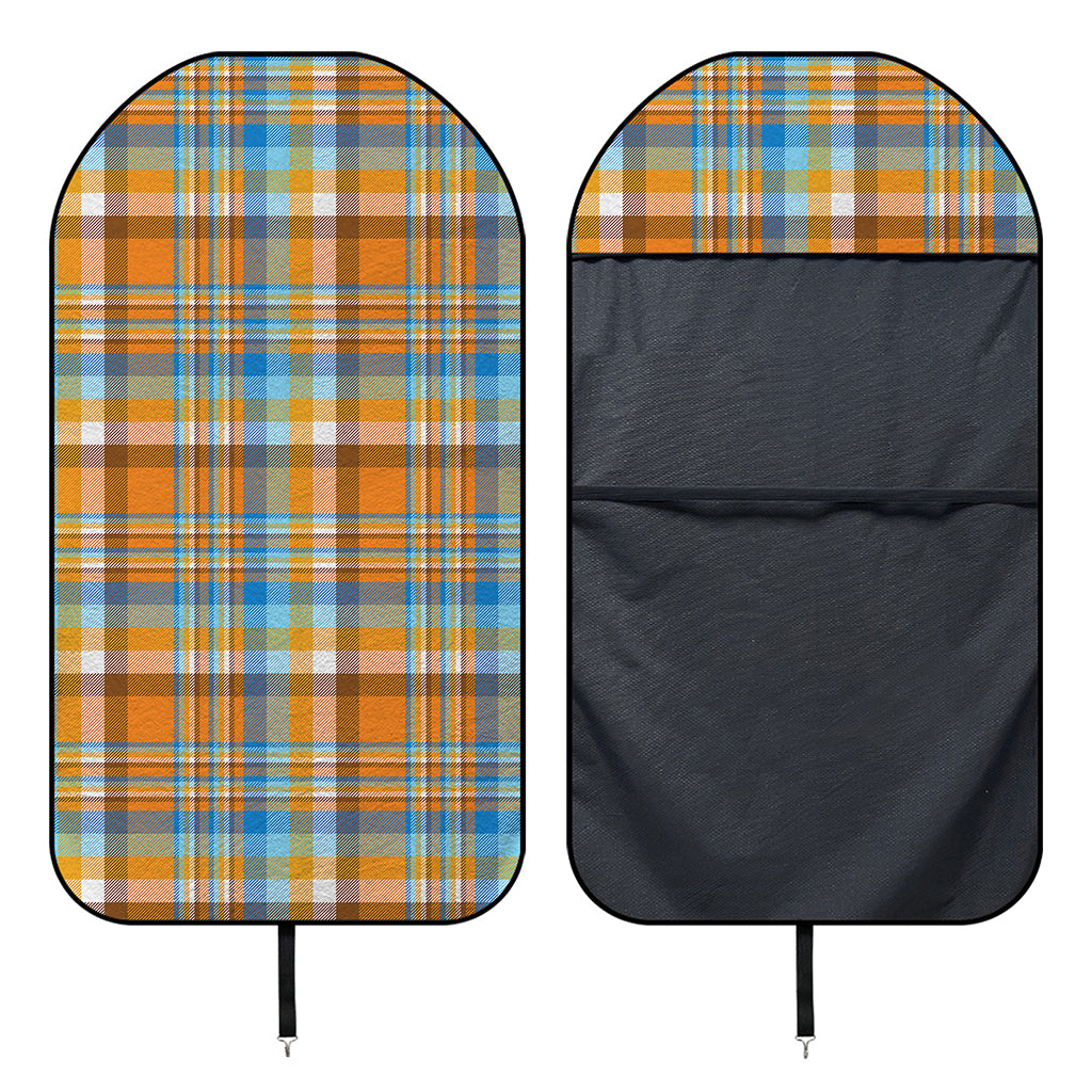 Orange And Blue Madras Pattern Print Waterproof Car Seat Cover