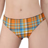 Orange And Blue Madras Pattern Print Women's Panties