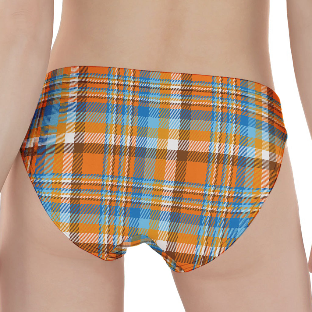 Orange And Blue Madras Pattern Print Women's Panties