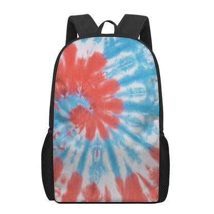 Orange And Blue Tie Dye Print 17 Inch Backpack