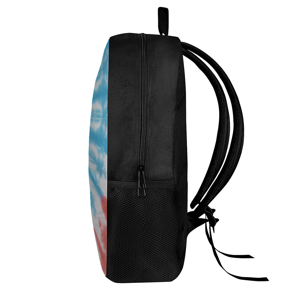 Orange And Blue Tie Dye Print 17 Inch Backpack