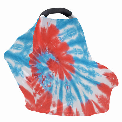 Orange And Blue Tie Dye Print Baby Seat Cover