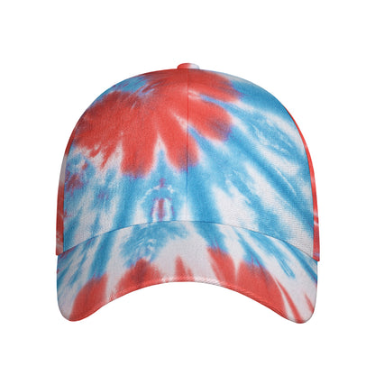 Orange And Blue Tie Dye Print Baseball Cap