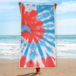 Orange And Blue Tie Dye Print Beach Towel