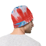 Orange And Blue Tie Dye Print Beanie