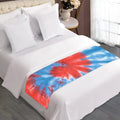 Orange And Blue Tie Dye Print Bed Runner