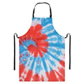 Orange And Blue Tie Dye Print Bib Apron With Pocket
