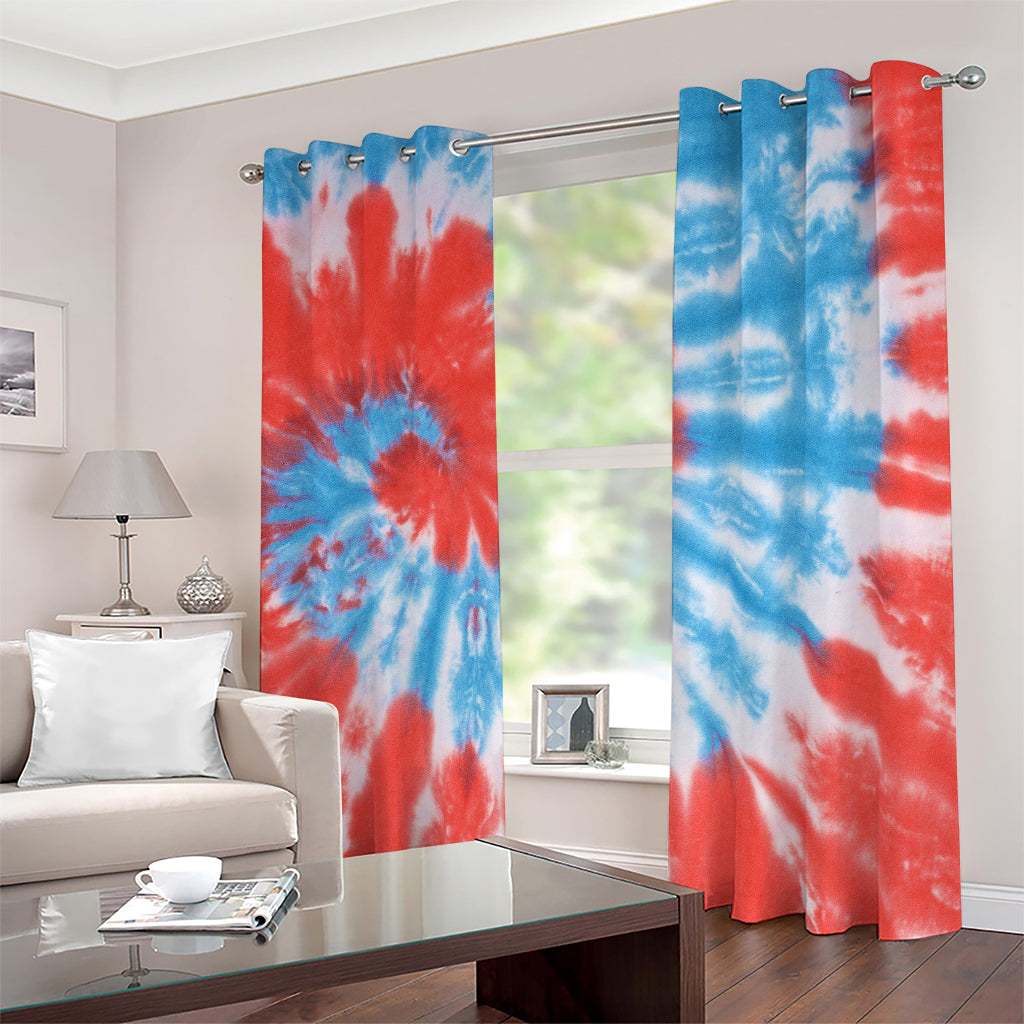 Orange And Blue Tie Dye Print Blackout Grommet Curtains