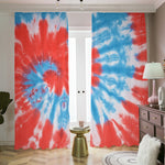 Orange And Blue Tie Dye Print Blackout Pencil Pleat Curtains