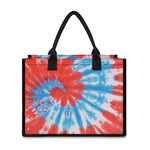 Orange And Blue Tie Dye Print Canvas Tote Bag