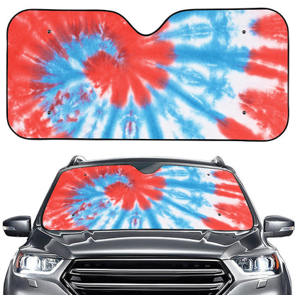 Orange And Blue Tie Dye Print Car Windshield Sun Shade