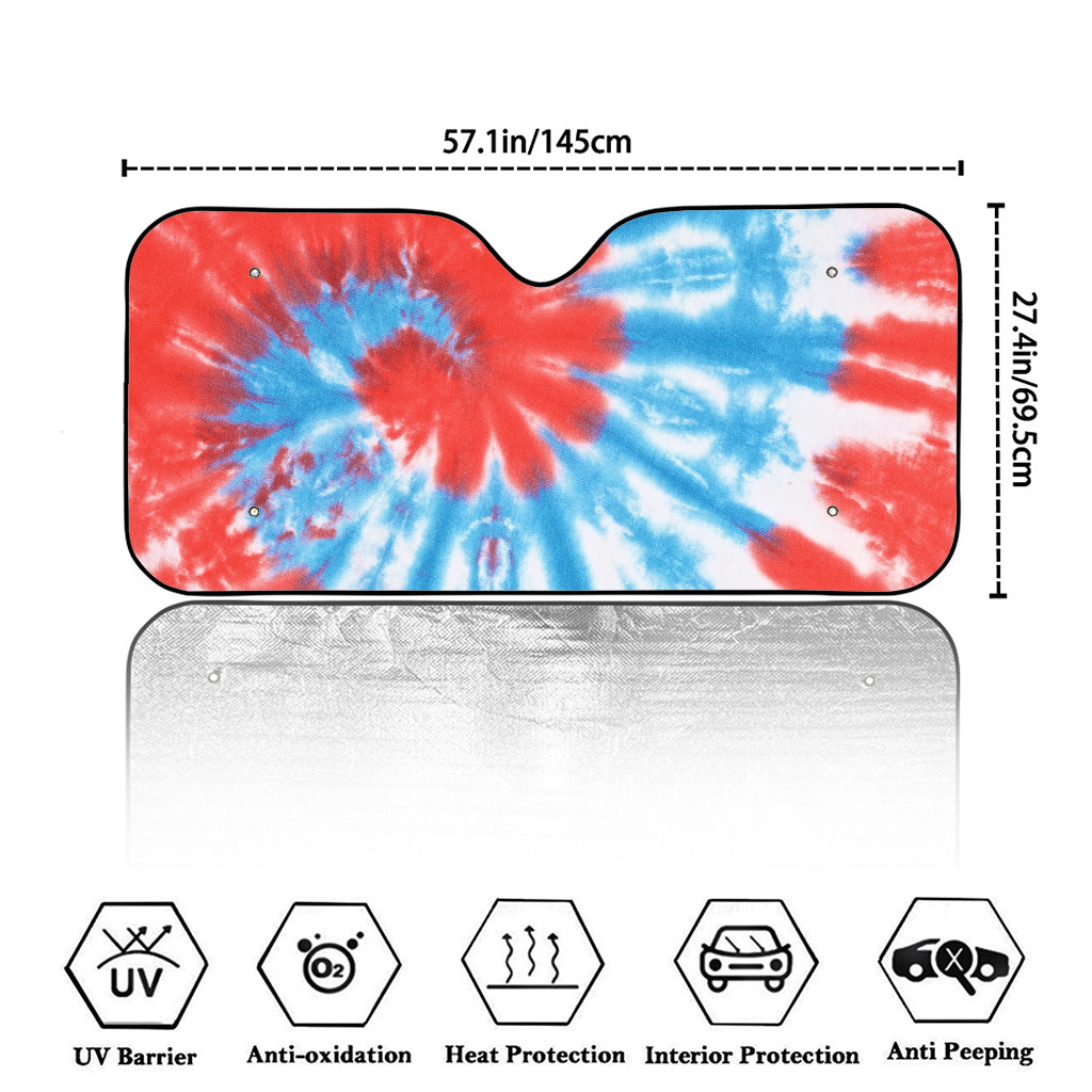 Orange And Blue Tie Dye Print Car Windshield Sun Shade