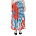 Orange And Blue Tie Dye Print Chiffon Maxi Skirt
