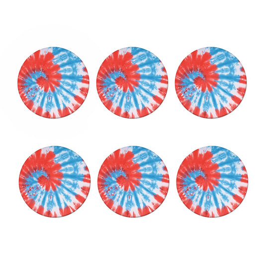 Orange And Blue Tie Dye Print Coaster Set