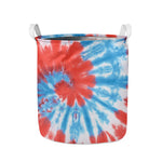 Orange And Blue Tie Dye Print Collapsible Laundry Basket