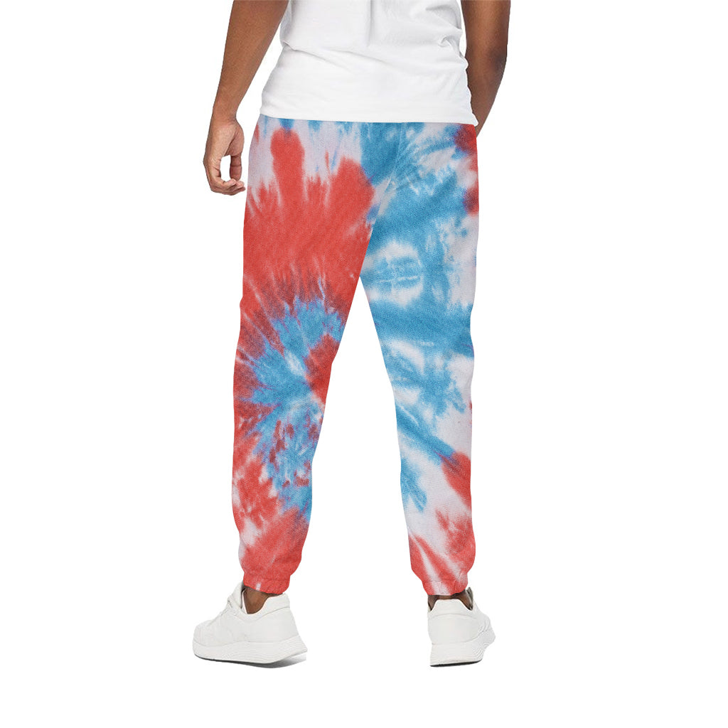 Orange And Blue Tie Dye Print Cotton Pants