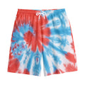 Orange And Blue Tie Dye Print Cotton Shorts