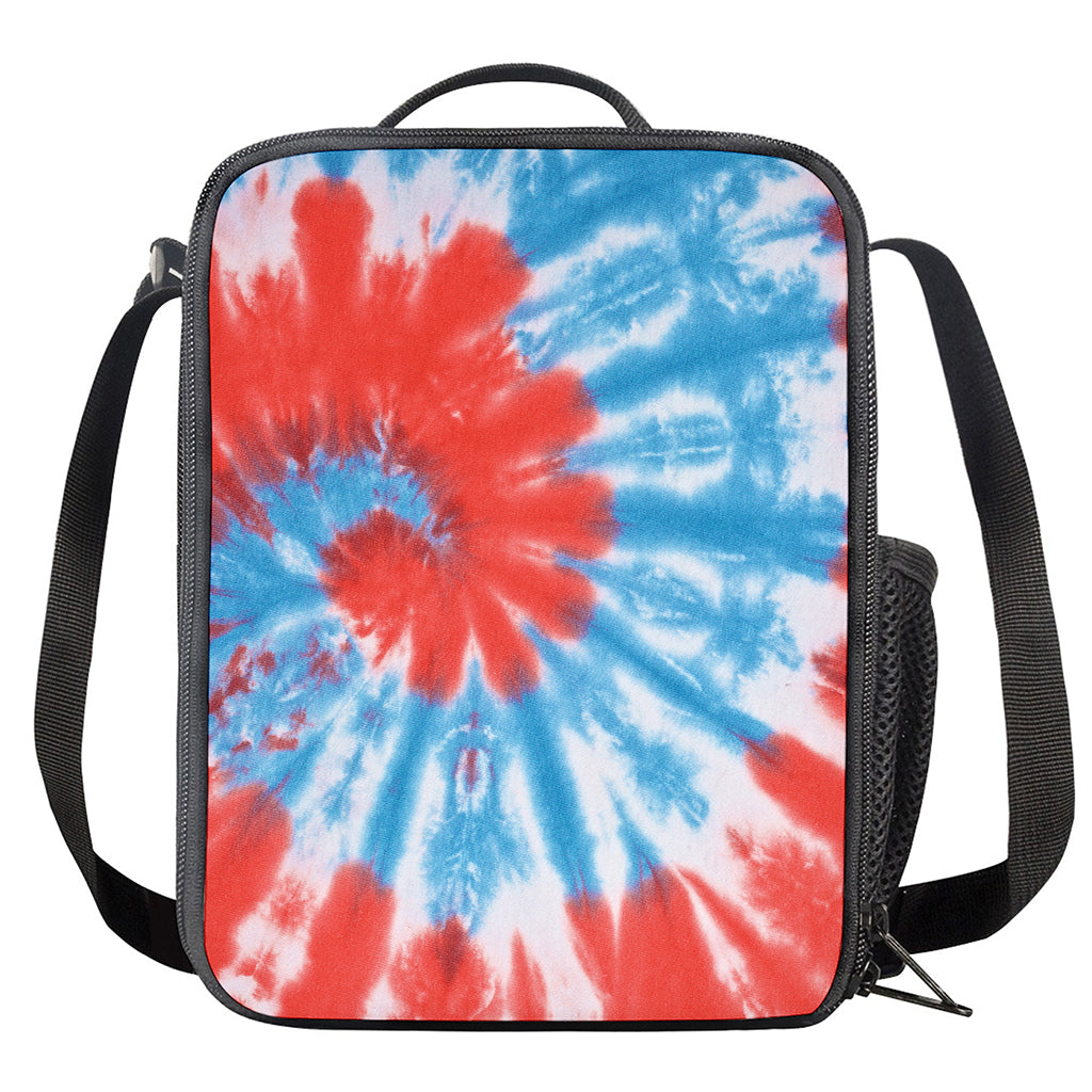 Orange And Blue Tie Dye Print Crossbody Lunch Bag