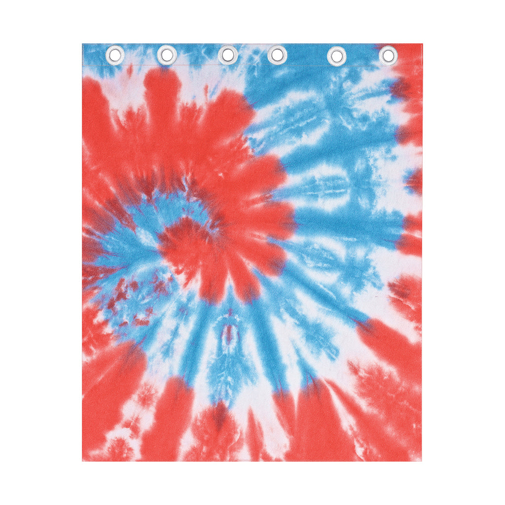 Orange And Blue Tie Dye Print Curtain